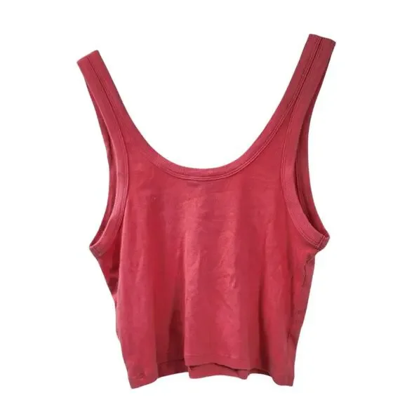 BANANA REPUBLIC Pink Ribbed Sleeveless Cropped Tank Top Womens Size Medium M - Picture 2 of 4